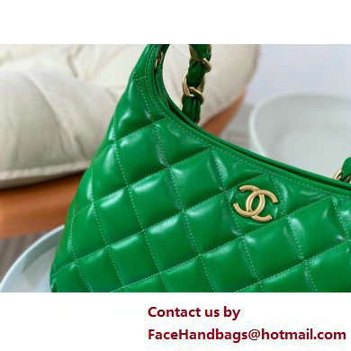 Chanel Shiny Lambskin  &  Gold-Tone Metal Hobo handBag Green AS4912 2025